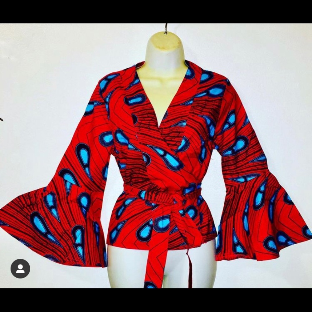 Ankara print wrap top